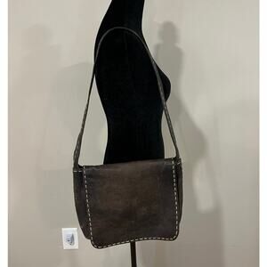 Kenneth Cole New York Brown Leather Shoulder Bag Organizer Flap Purse READ